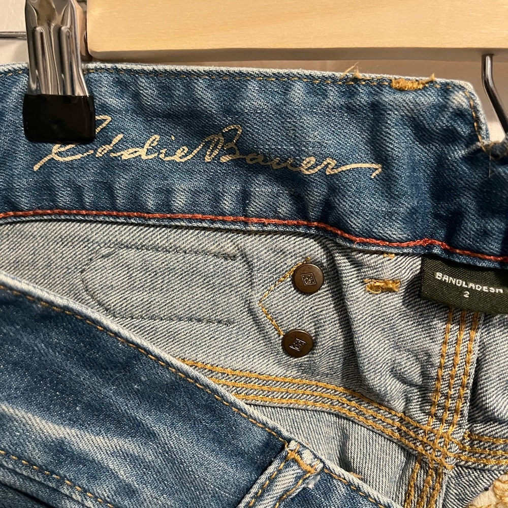 Vintage Eddie Bauer Distressed Patchwork Jeans Relaxed Boyfriend Back Buckle - Picture 12 of 14